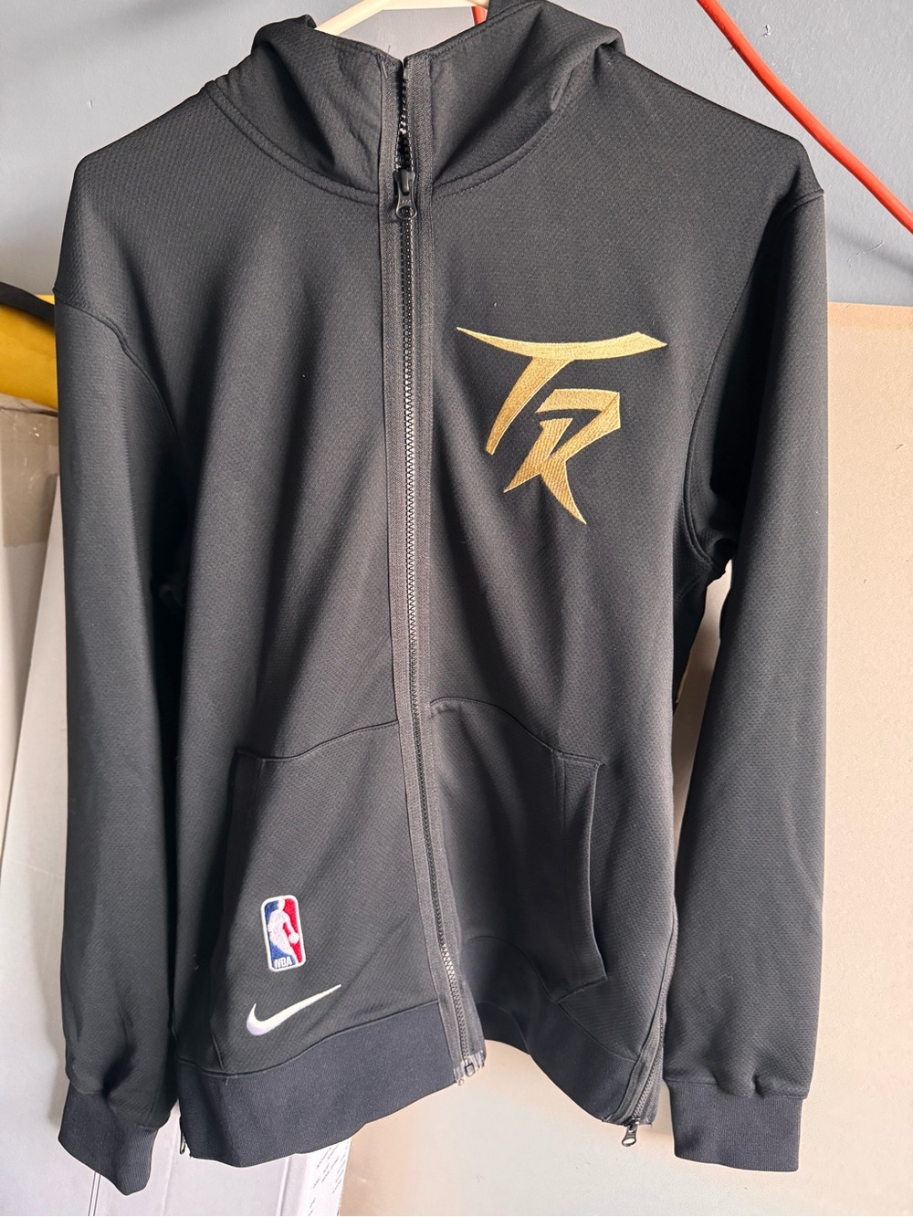 Nike Black Full-Zip Performance Hoodie with Gold Logo